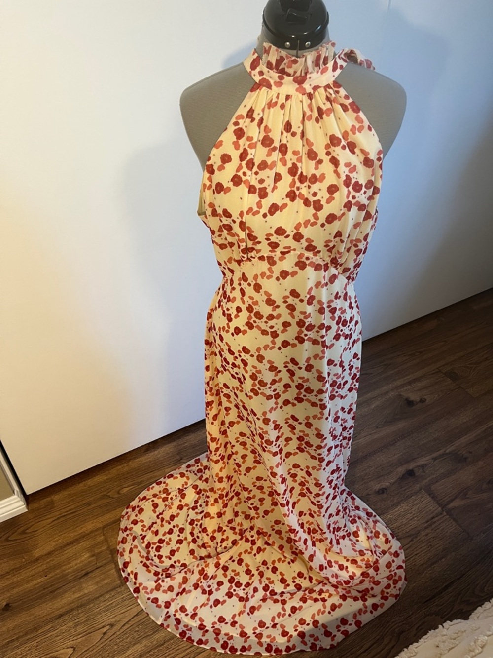 KEEPSAKE the Label Cream Dress with Red Floral Accents